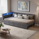 M�ridienne, m�ridienne 90x200cm avec tiroirs, canap� - lit avec led et usb, sommier � lattes, lit simple, ...