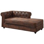 Vente - unique - mridienne droite chesterfield en microfibre aspect cuir vieilli shirel