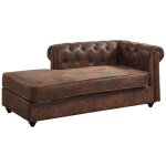 Vente - unique - mridienne gauche chesterfield en microfibre aspect cuir vieilli shirel