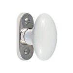 Merigous - bouton de fen�tre ovale en porcelaine finition blanc sur platine moderne nickel brillant - ...