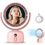 Mertturm miroir vanit� ventilateur avec lumi�re, usb 6000mah maquillage ventilateur bureau portable, ...