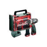 Metabo ? perceuse - visseuse sans fil 12v avec 2 batteries 2. 0ah ? couple max 34nm pour per�age acier ...