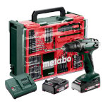 Metabo - perceuse - visseuse sans fil 18v bs18 avec 2 batteries 18v 2, 0 ah - chargeur et coffret d'accessoire ...