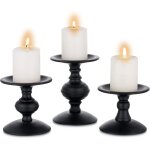 M�tal bougoire decoratif lot de 3 porte bougie vintage vieilli r�tro mat noir bougeoir chandelier pi�ce ...