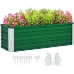 M�tal - pac sur�lev�. 2 separate pflanzbereiche. fond ouvert. assemblage simple. 125 x 47 x 40cm. vert ...