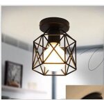 M�tal plafonnier noir carr� cage fer bricolage lustre pour salon chambre caf� bar restaurant salle � ...