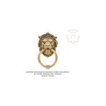 Metal style - heurtoir ancien mod leone avec anneau en laiton finition dora e valence h 190 mm