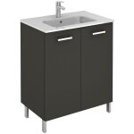 Meuble 2 portes ancoflash color avec plan cramique anconetti anthracite - 60cm