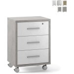 Meuble 3 tiroirs cl�s roulettes bureau design moderne rot - gris - blanc