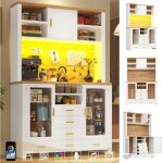 Meuble d'appoint, armoire de rangement, armoire de cuisine multifonctionnelle, buffet 120x40x188 cm, ...