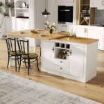 Meuble de bar extensible avec plateau pliable et 2 portes - 120 / 180 x 45 x 75 cm - rotation � 360� ...