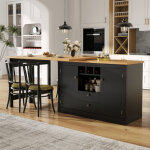 Meuble de bar extensible avec plateau pliable et 2 portes - 120 / 180 x 45 x 75 cm - rotation � 360� ...