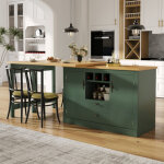 Meuble de bar extensible avec plateau pliable et 2 portes - 120 / 180 x 45 x 75 cm - rotation � 360� ...