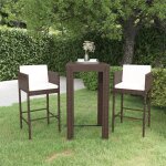 Meubles de bar de jardin 3pcs et coussins rsine tresse marron