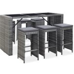 Vidaxl - meuble de bar de jardin 7 pcs et coussins résine tressée gris Vidaxl - meuble de bar de jardin 7 pcs et coussins résine tressée gris