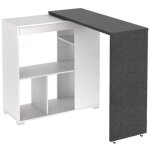 Meuble de bar pivotant avec rangements - blanc et anthracite - saturne Meuble de bar pivotant avec rangements - blanc et anthracite - saturne