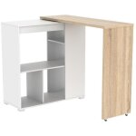 Vente - unique - meuble de bar pivotant avec rangements - naturel et blanc - saturne Vente - unique - meuble de bar pivotant avec rangements - naturel et blanc - saturne