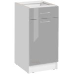 Meuble bas de cuisine eco gris brillant 1 porte 1 tiroir l 40 cm