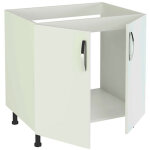 Meuble bas de cuisine pour evier 2 portes coloris blanc - hauteur 85 x longueur 80 x profondeur 58 cm ...