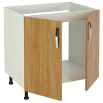 Meuble bas de cuisine pour evier 2 portes coloris ch�ne cortez - hauteur 85 x longueur 80 x profondeur ...