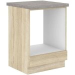 Meuble bas pour four encastrable avec plan de travail - d�cor chene sonoma - l 60 x p 51, 6 x h 85 cm ...