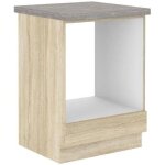 Meuble bas pour four encastrable avec plan de travail - décor chêne sonoma - l 60 x p 51, 6 x h 85 cm ... Meuble bas pour four encastrable avec plan de travail - décor chêne sonoma - l 60 x p 51, 6 x h 85 cm ...