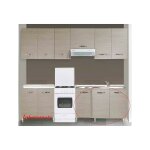 Meuble bas kit sous e'vier 3 portes pour cuisine e'quipe'e, coloris gris me'le'ze finitions orme