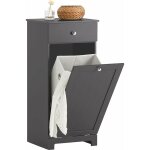Meuble bas de salle de bain armoire toilette avec 1 tiroir et 1 panier  linge gris fonc bzr21 - dg ...