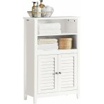 Meuble bas de salle de bain 58x24x90cm, armoire de rangement avec 2 portes, 2 compartiments et Étagère ... Meuble bas de salle de bain 58x24x90cm, armoire de rangement avec 2 portes, 2 compartiments et Étagère ...
