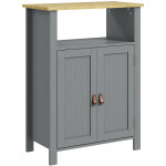 Kleankin - meuble bas de salle de bain sur pied 2 portes �tag�re niche plateau aspect bois clair gris ...