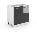 Meuble bas sous - �vier fame - line, anthracite haute brillance, 80 cm avec �tag�re, sans plan de travail ...