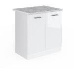 Vicco - meuble bas sous - évier r - line, blanc haute brillance, 80 cm, pt marbre Vicco - meuble bas sous - évier r - line, blanc haute brillance, 80 cm, pt marbre