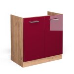 Meuble bas sous - évier r - line, rouge bordeaux haute brillance, 80 cm sans plan de travail, vicco Meuble bas sous - évier r - line, rouge bordeaux haute brillance, 80 cm sans plan de travail, vicco