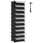 Songmics ? meuble � chaussures noir 10 compartiments modulables ? dimensions 31 x 43 x 173 cm ? capacit� ...