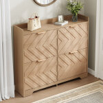 Meuble � chaussures 105 cm pour 16 paires, avec 4 compartiments basculants, style scandinave fa�ade 3d ...