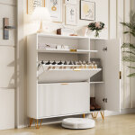 Meuble � chaussures 110 cm, avec trois portes pliantes, poign�es et pieds dor�s, adapt� aux couloirs ...