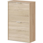 Pegane - meuble � chaussures avec 2 abattants coloris ch�ne canadien - longueur 50 cm x profondeur 22 ...