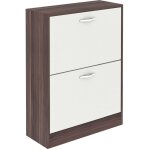Meuble à chaussures 2 tiroirs pour entrée, armoire de rangement pratique h 80 x l 60 x p 24 cm, noyer ... Meuble à chaussures 2 tiroirs pour entrée, armoire de rangement pratique h 80 x l 60 x p 24 cm, noyer ...
