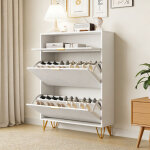 Meubles � chaussures 20 paires, 2 portes et �tag�res r�glables, moderne armoire de rangement � 3 niveaux, ...