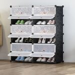 Jeobest - meuble  chaussures pour 24 paires de chaussures avec 12 compartiments facile  monter noire ...