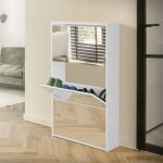 Ml - design - meuble  chaussures, 3 compartiments pliants pour 9 paires de chaussures, avec miroir, ...