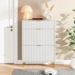 Meuble � chaussures 80 cm, �tag�re de rangement, poign�es et pieds m�tal, avec 3 portes en bois, capacit� ...