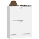 Akord - meuble à chaussures blanc 60 cm 2 portes façade blanche 2 étagères 60x20x80 cm Akord - meuble à chaussures blanc 60 cm 2 portes façade blanche 2 étagères 60x20x80 cm