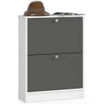 Akord - meuble � chaussures blanc 60 cm 2 portes fa�ade gris graphite 2 �tag�res 60x20x80 cm