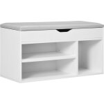 Meuble chaussures banc  chaussures 2 niveaux rangement, niche, coffre coussin blanc gris