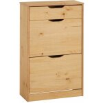 Idimex - meuble  chaussures basil, avec 2 abattants et 1 tiroir, en pin massif lasur brun