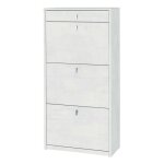 Meuble � chaussures mince et peu encombrant avec trois portes, un tiroir, blanc oxyde 63x29x h127 cm