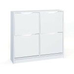 Paris prix ? meuble � chaussures 100cm blanc ? 4 compartiments � bascules ? panneaux de particules ? ...
