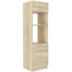 Meuble colonne four 2 portes battantes - decor chene sonoma - l 60 x p 57 x h 210 cm - lassen