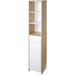 Kleankin - meuble colonne rangement salle de bain style cosy 3 niches tiroir placard avec tagre blanc ...